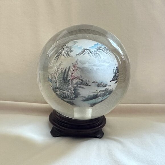Reverse Painted Glass Globe - Picture 2 of 8